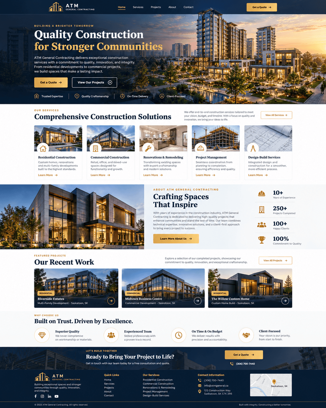 ATM General Contracting website screenshot