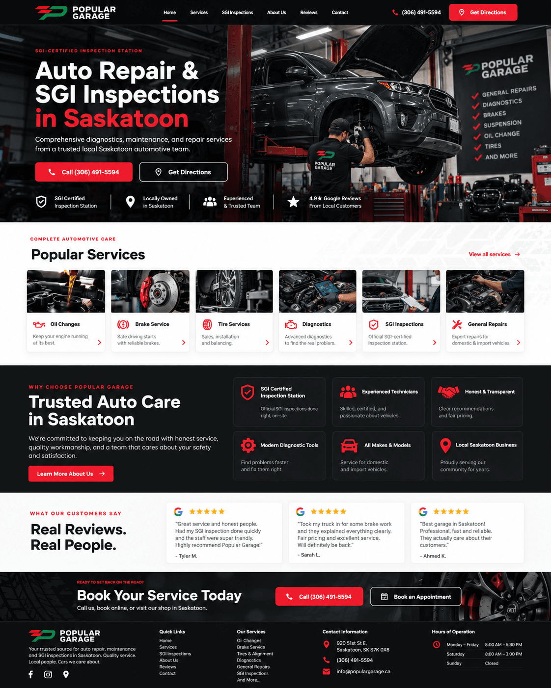 Popular Garage website screenshot
